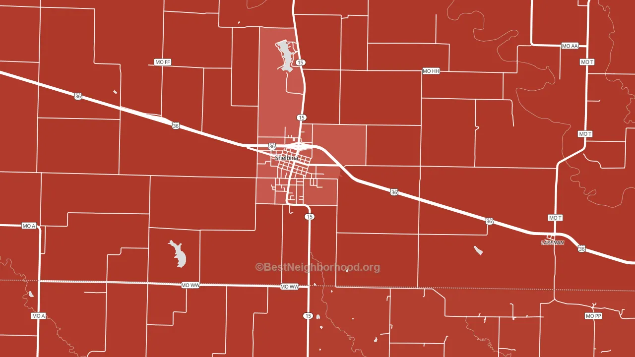 Shelbina, MO block-group political-lean map