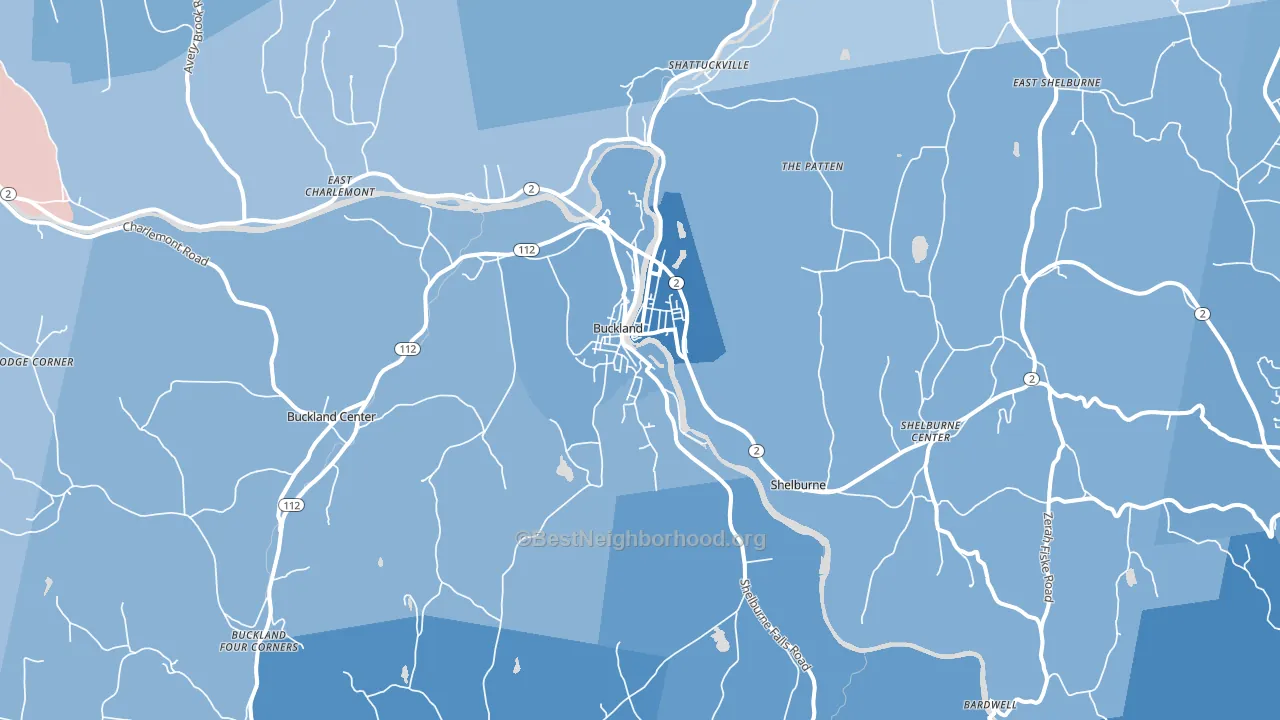 Shelburne Falls, MA block-group political-lean map