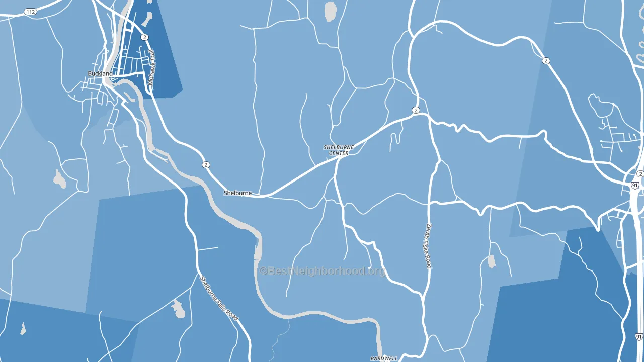 Shelburne, MA block-group political-lean map