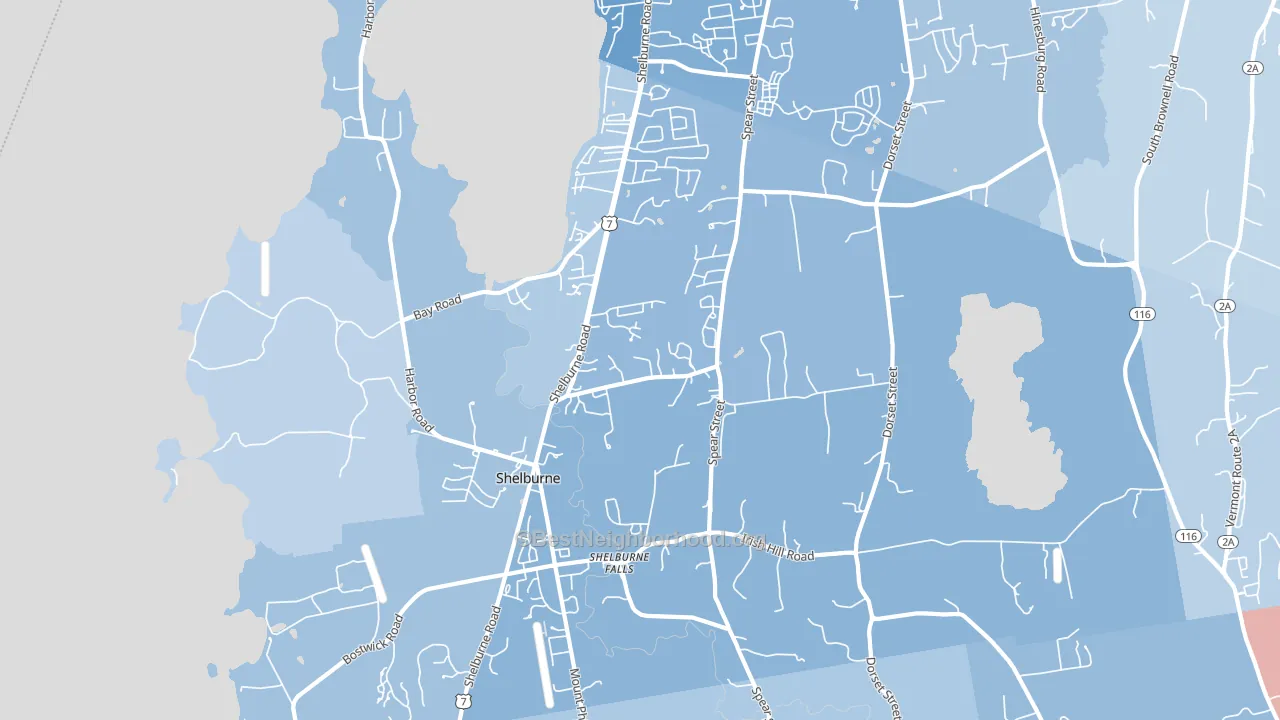 Shelburne, VT block-group political-lean map