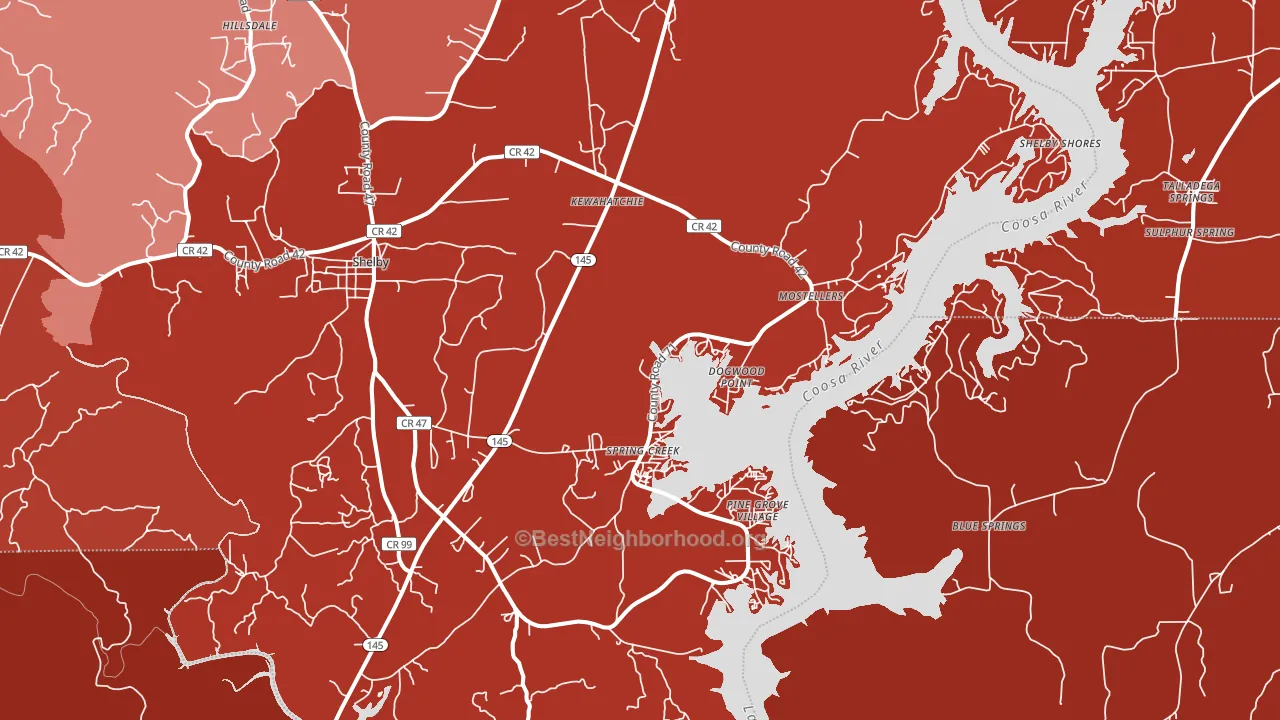 Shelby, AL block-group political-lean map