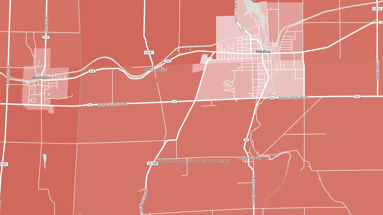 Shelby Basin, NY block-group political-lean map