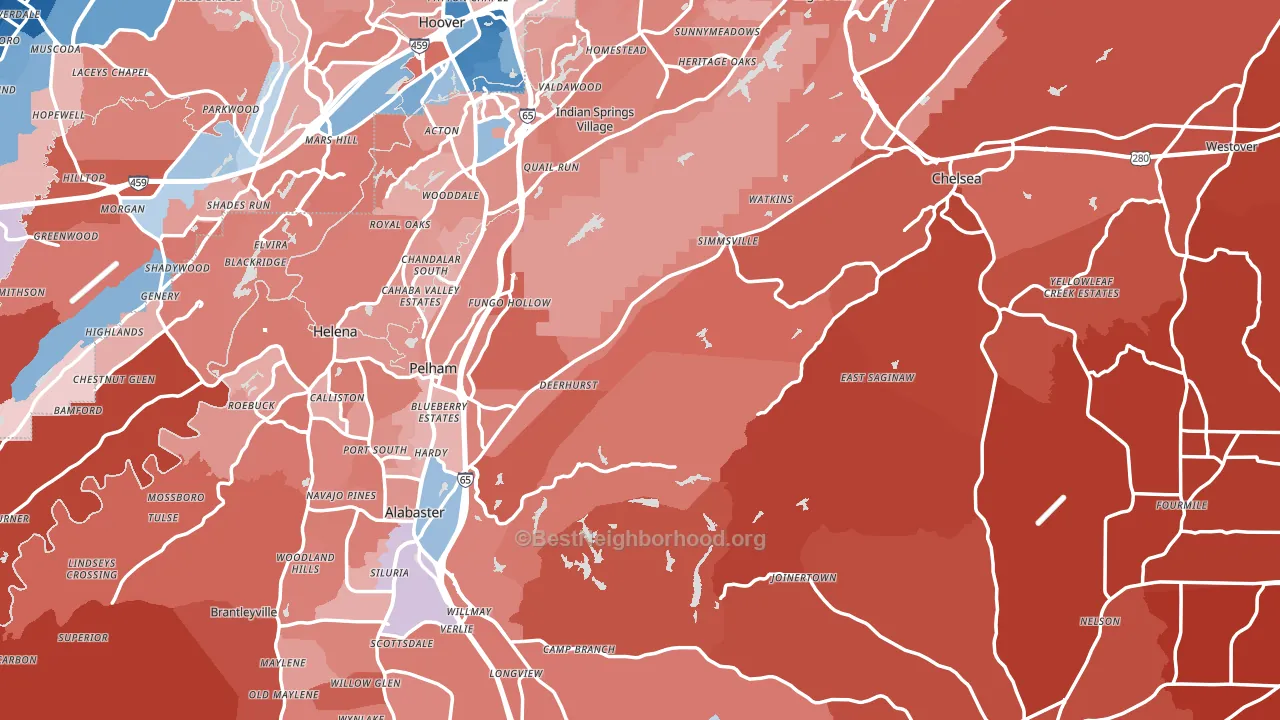 Shelby County, AL block-group political-lean map