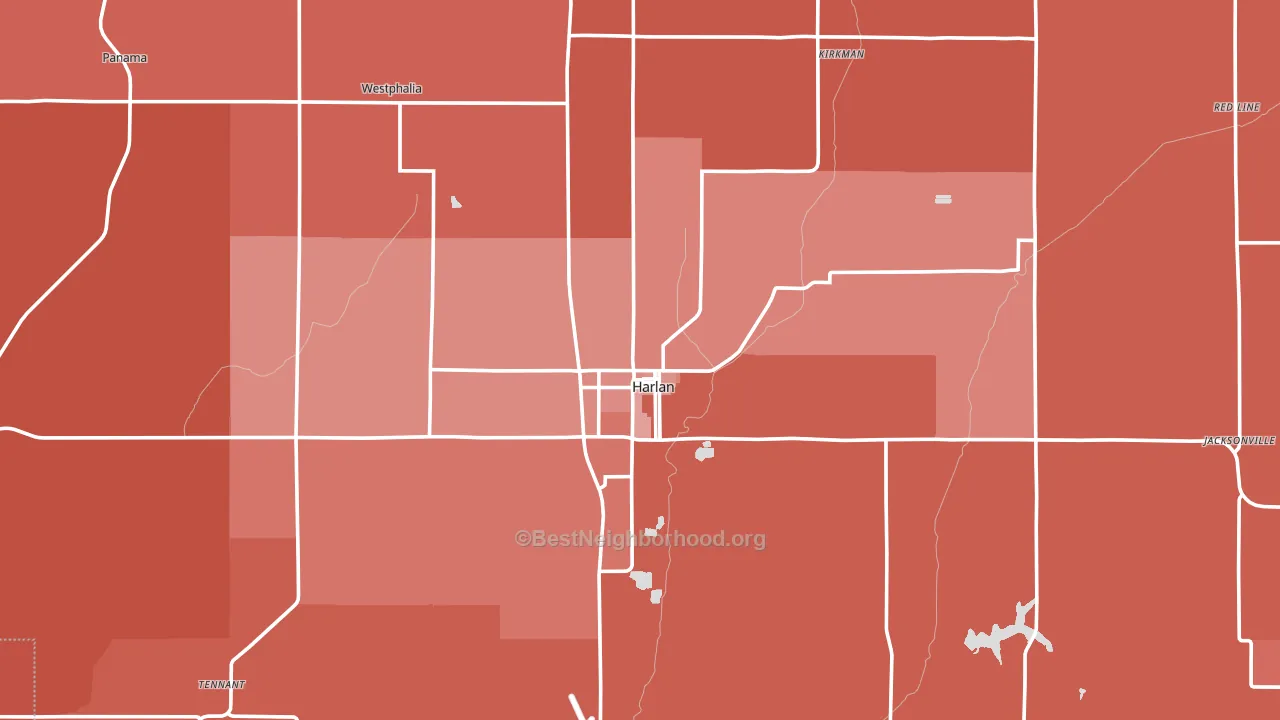 Shelby County, IA block-group political-lean map