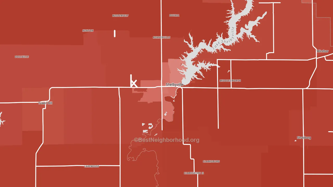 Shelby County, IL block-group political-lean map