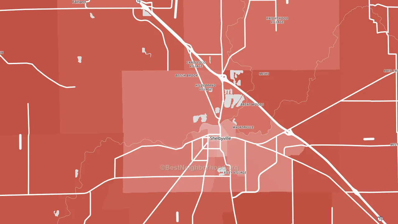 Shelby County, IN block-group political-lean map