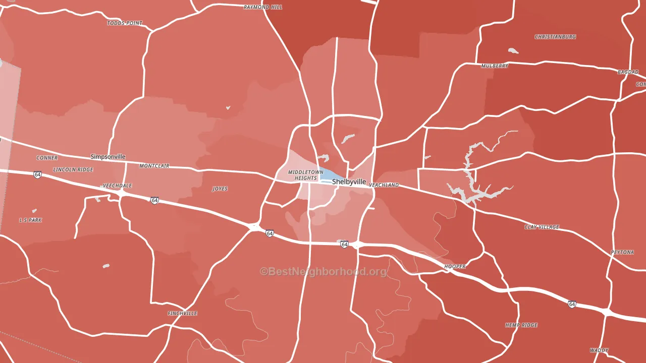 Shelby County, KY block-group political-lean map