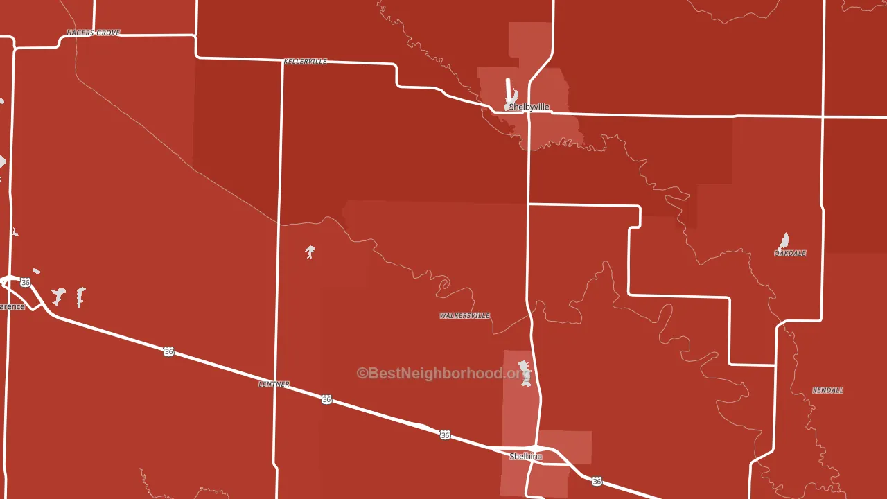 Shelby County, MO block-group political-lean map