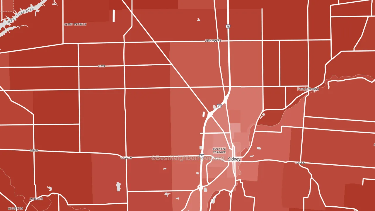 Shelby County, OH block-group political-lean map