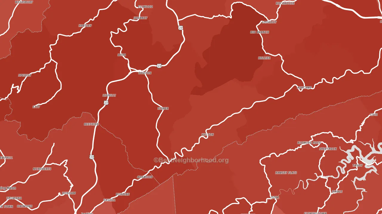 Shelby Gap, KY block-group political-lean map