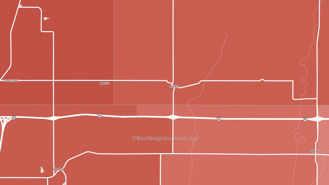 Shelby, IA block-group political-lean map