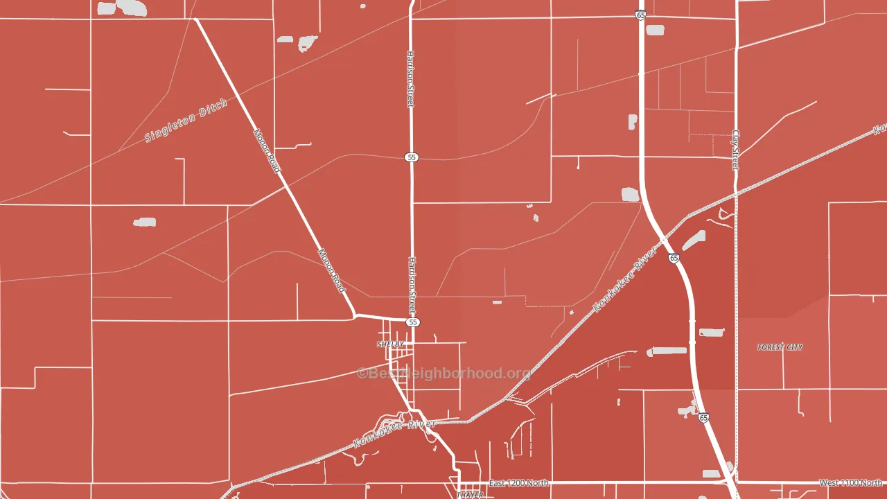 Shelby, IN block-group political-lean map