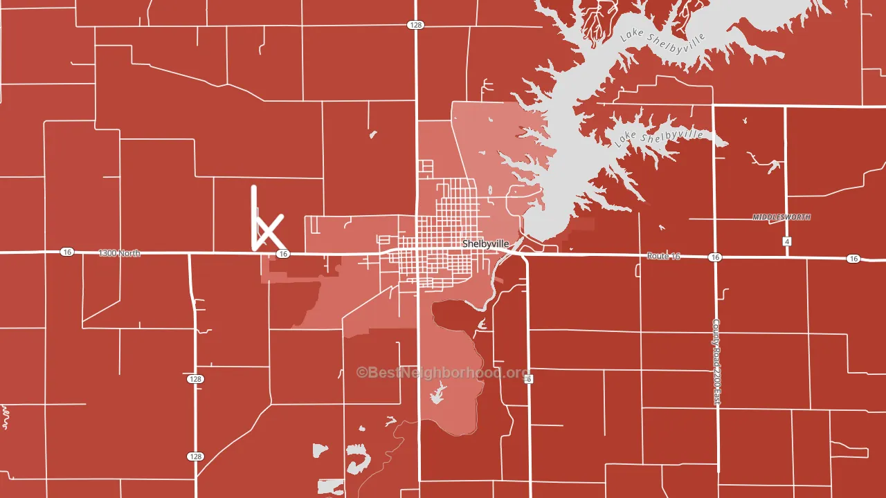 Shelbyville, IL block-group political-lean map
