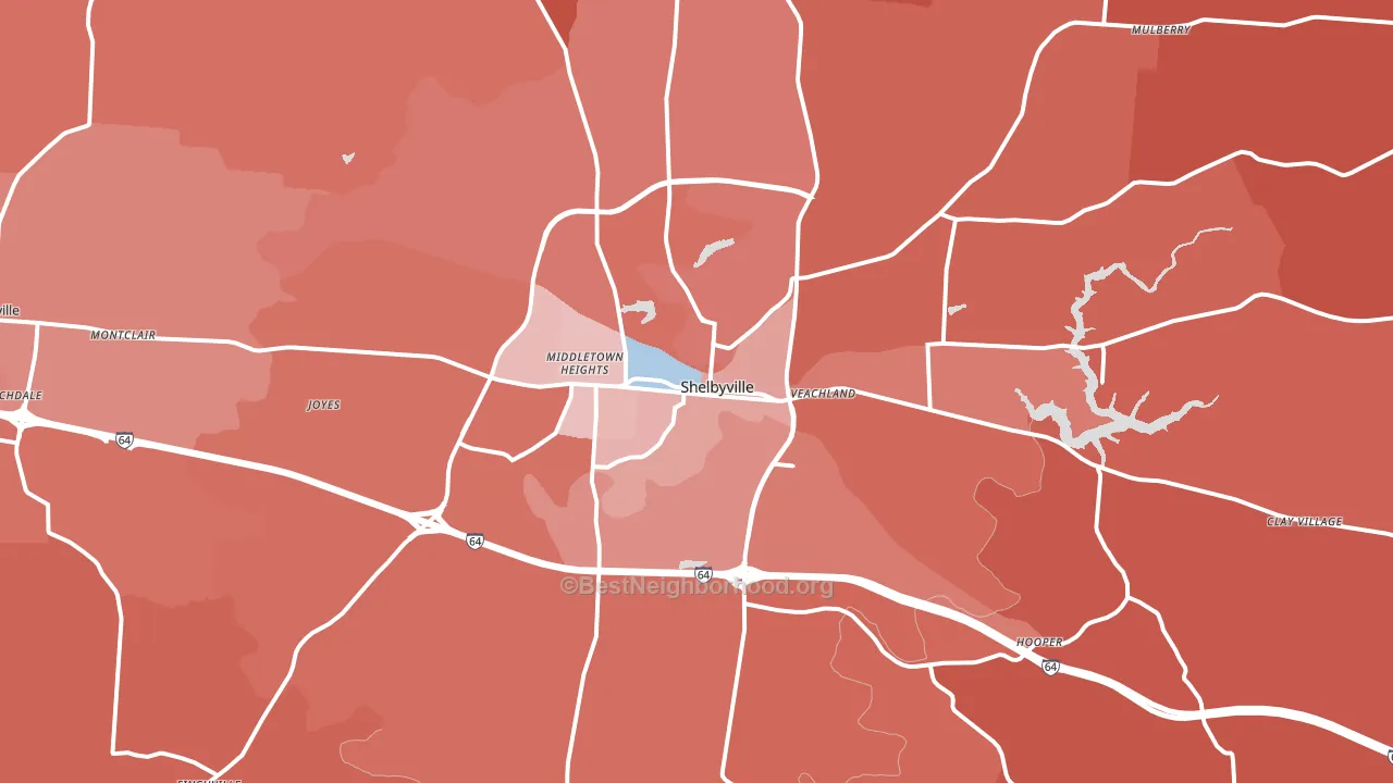 Shelbyville, KY block-group political-lean map