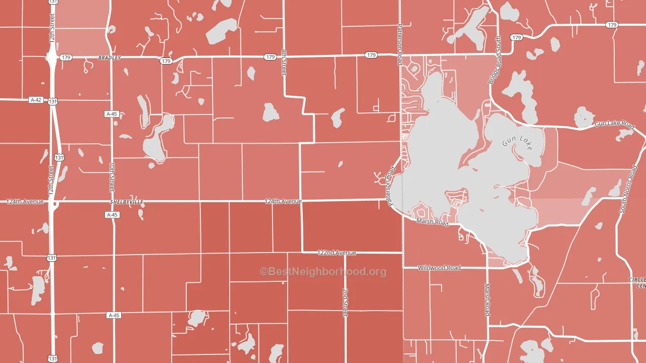 Shelbyville, MI block-group political-lean map
