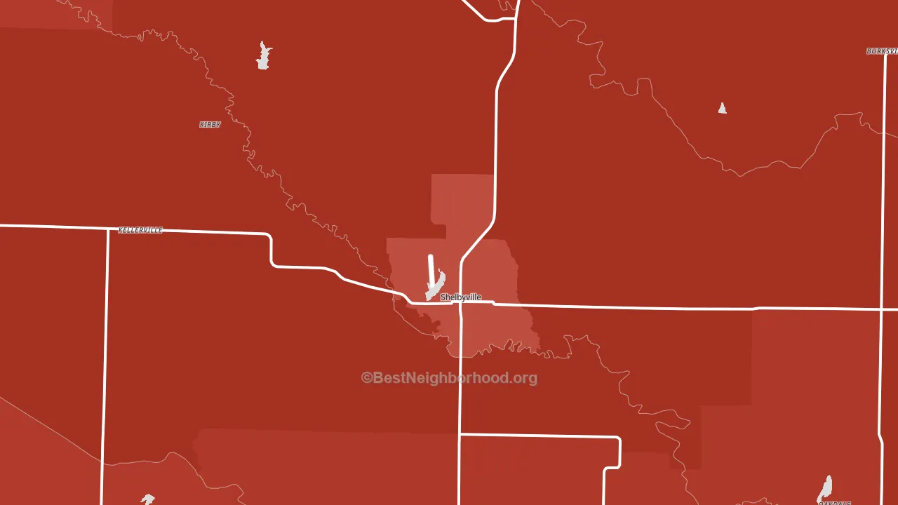 Shelbyville, MO block-group political-lean map
