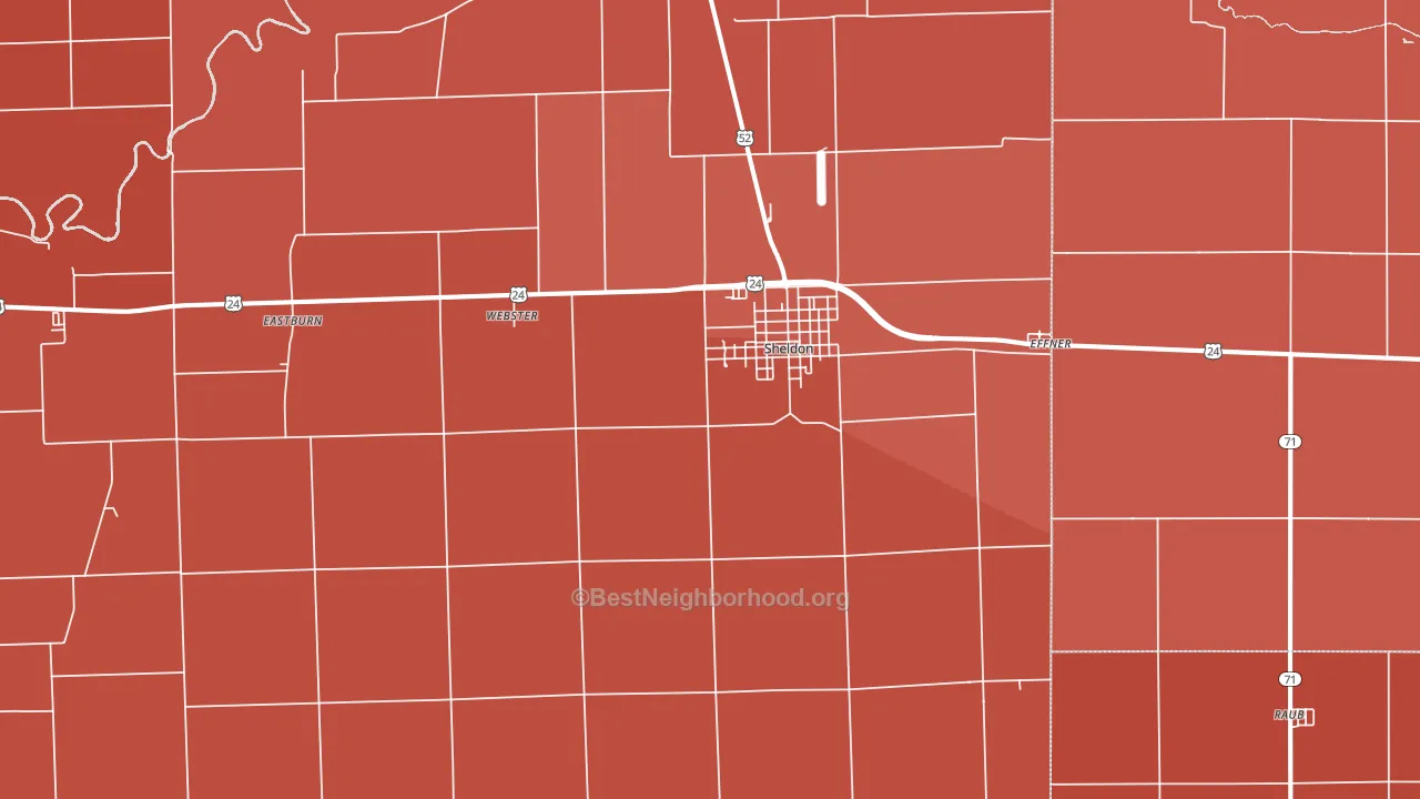 Sheldon, IL block-group political-lean map