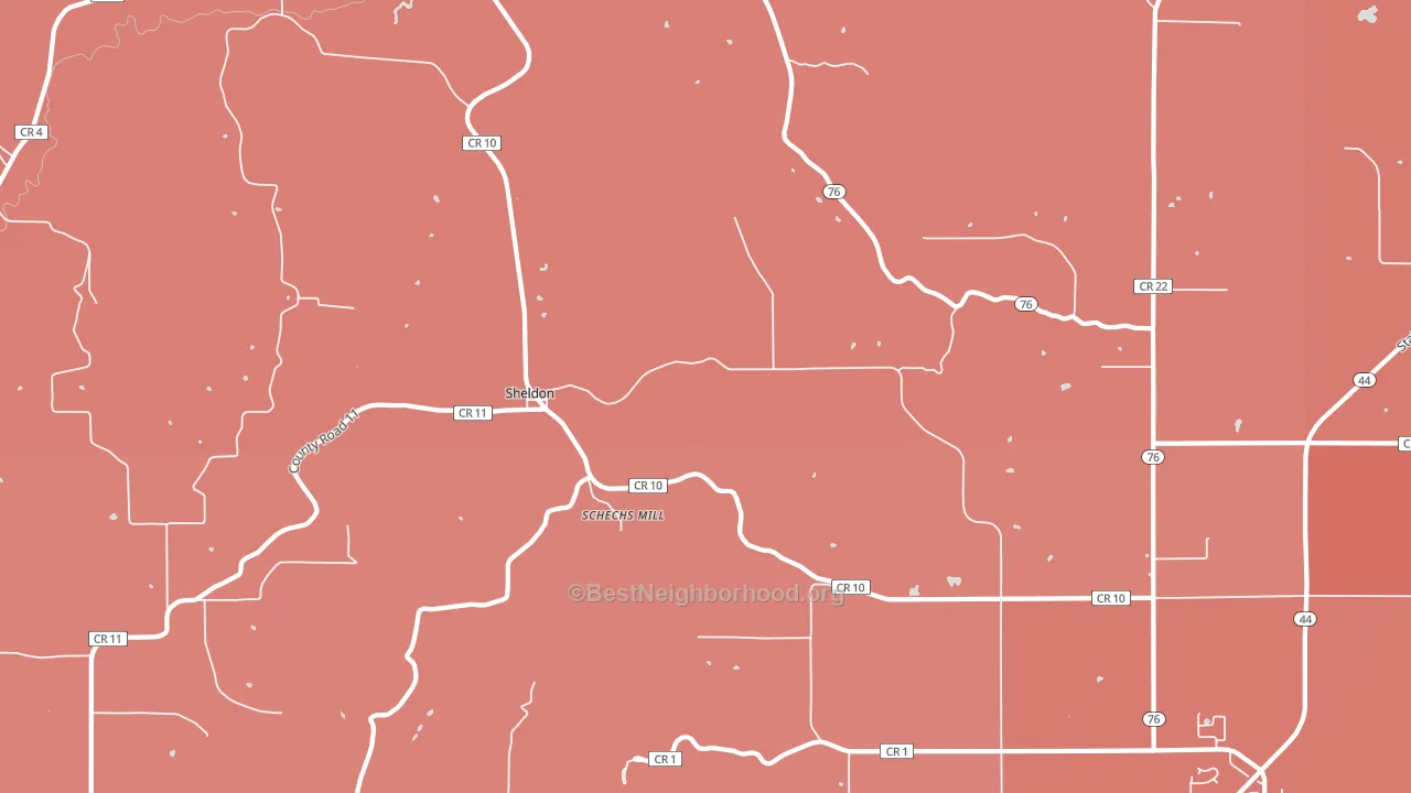 Sheldon, MN block-group political-lean map