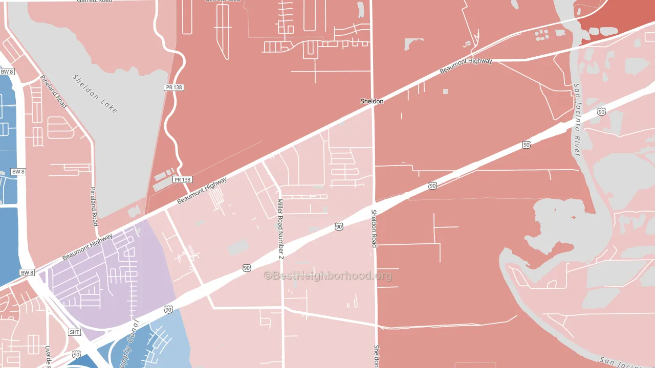Sheldon, TX block-group political-lean map