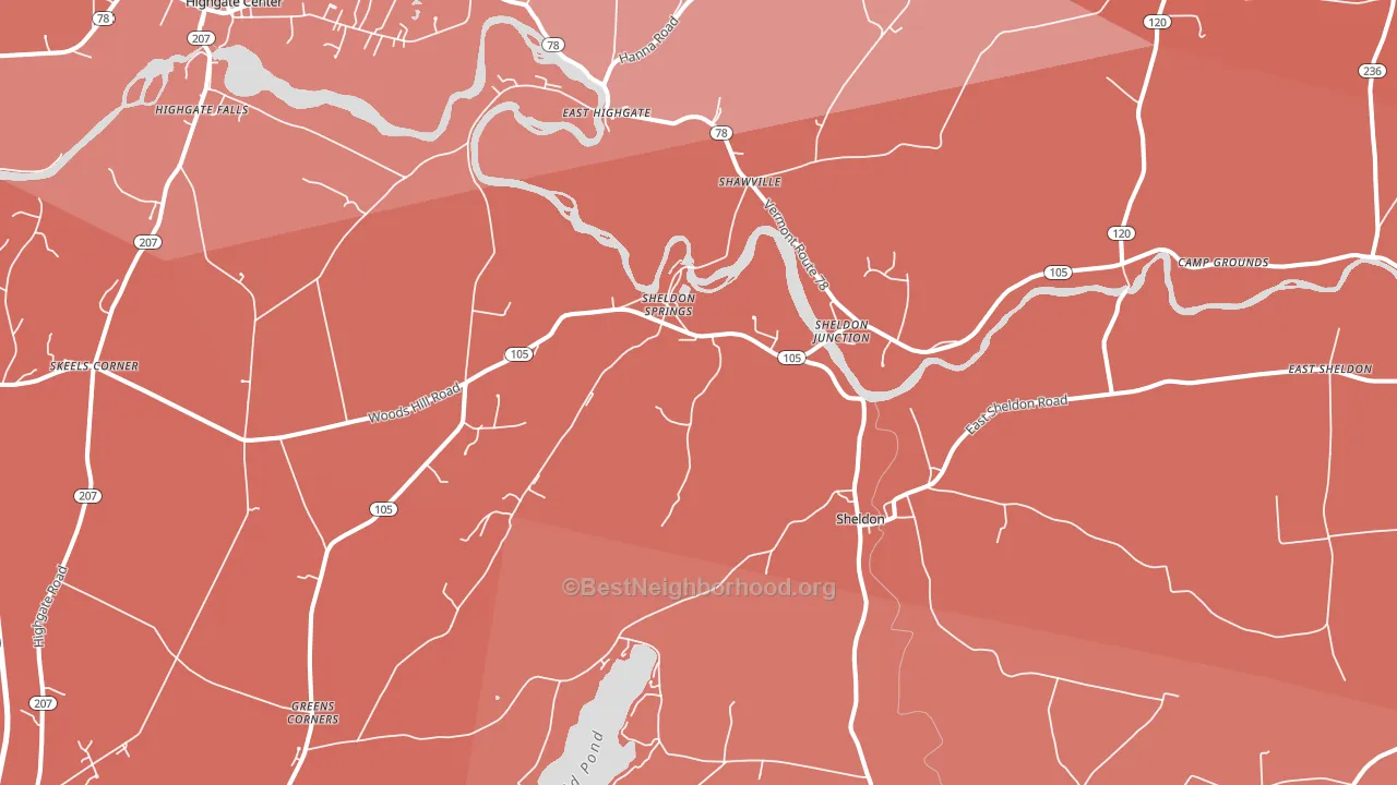 Sheldon, VT block-group political-lean map