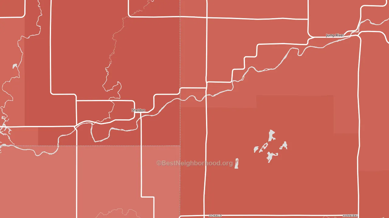 Sheldon, WI block-group political-lean map