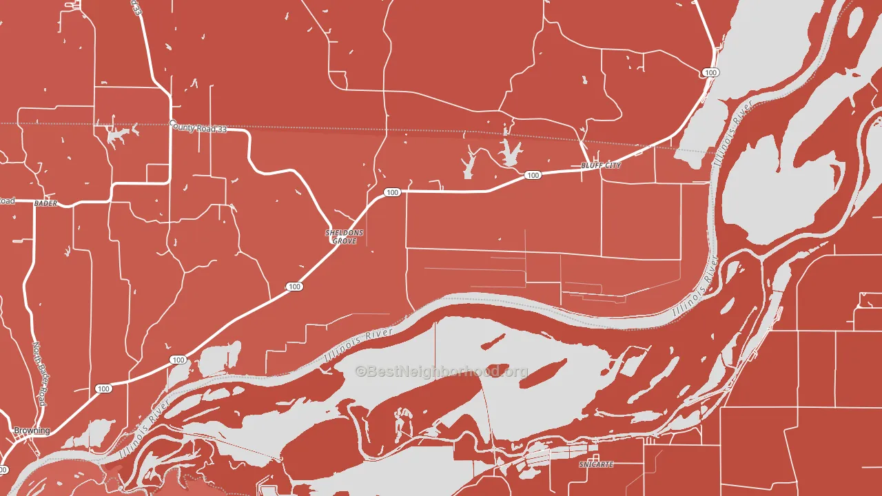 Sheldons Grove, IL block-group political-lean map