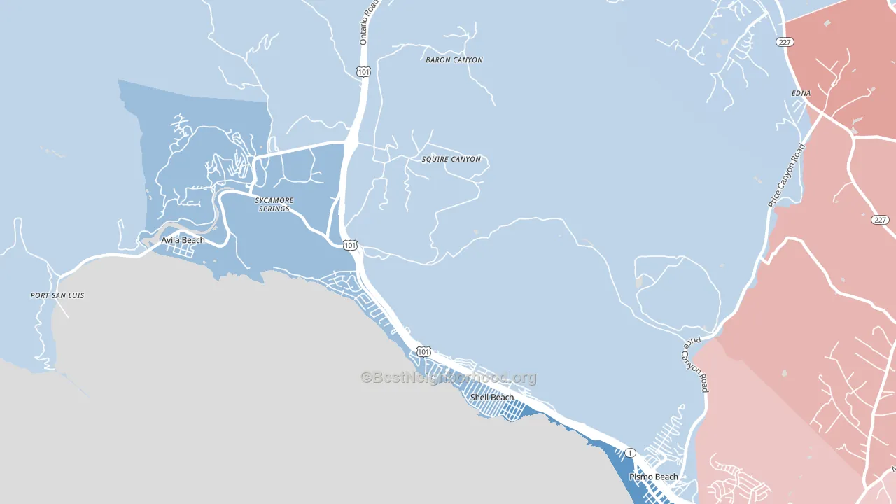 Shell Beach, CA block-group political-lean map