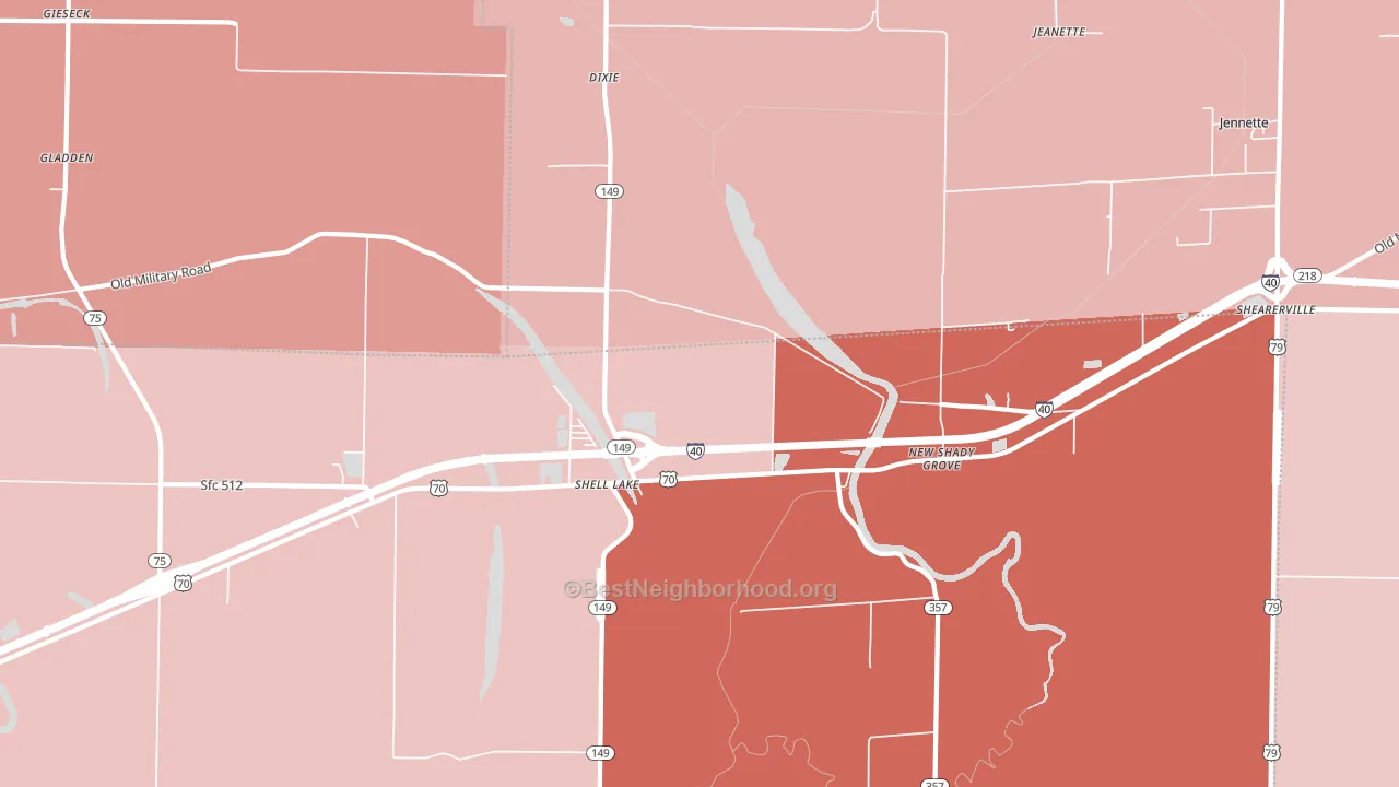 Shell Lake, AR block-group political-lean map