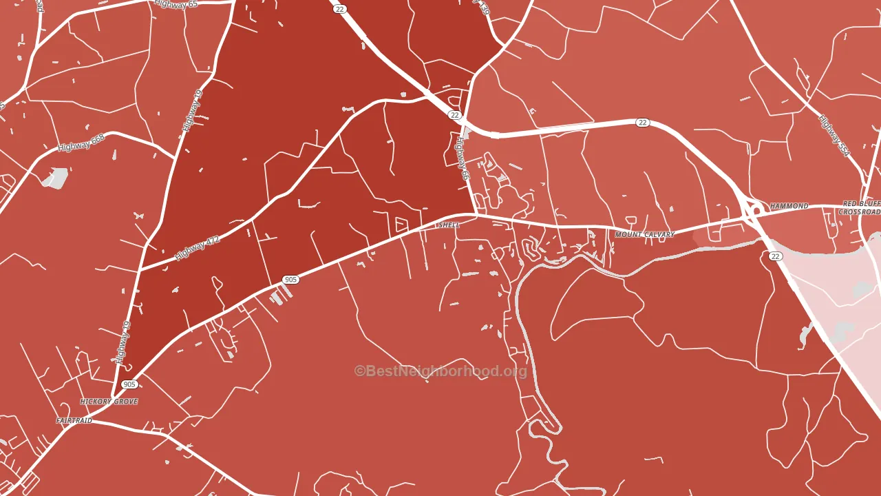 Shell, SC block-group political-lean map
