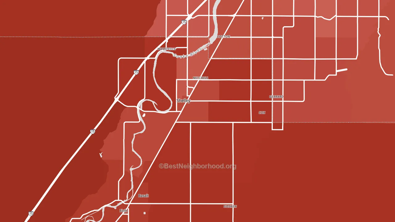 Shelley, ID block-group political-lean map