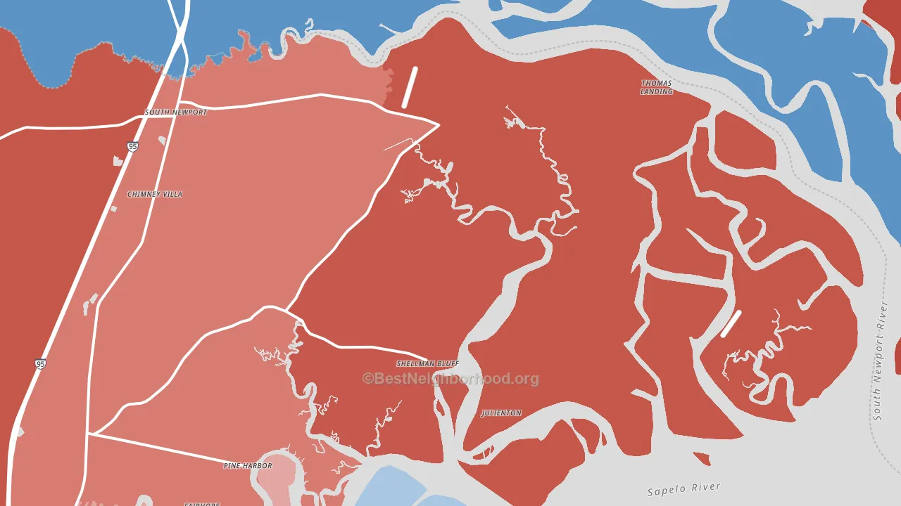 Shellman Bluff, GA block-group political-lean map