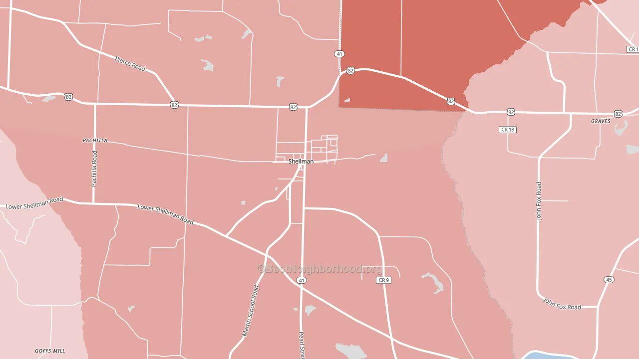 Shellman, GA block-group political-lean map