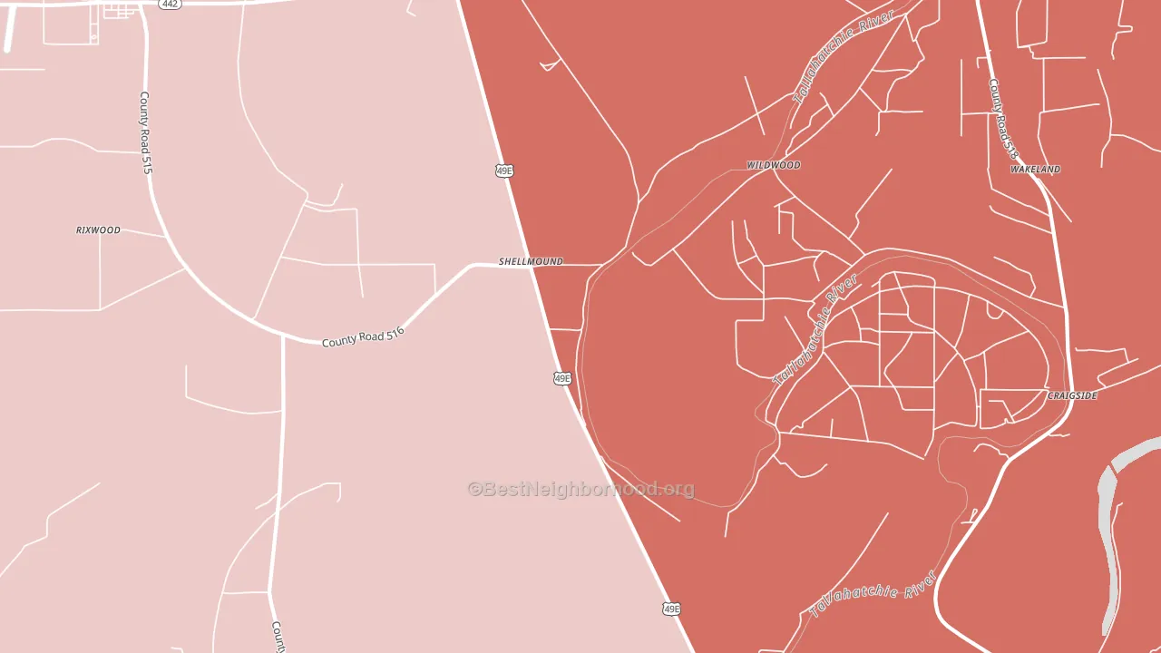 Shellmound, MS block-group political-lean map