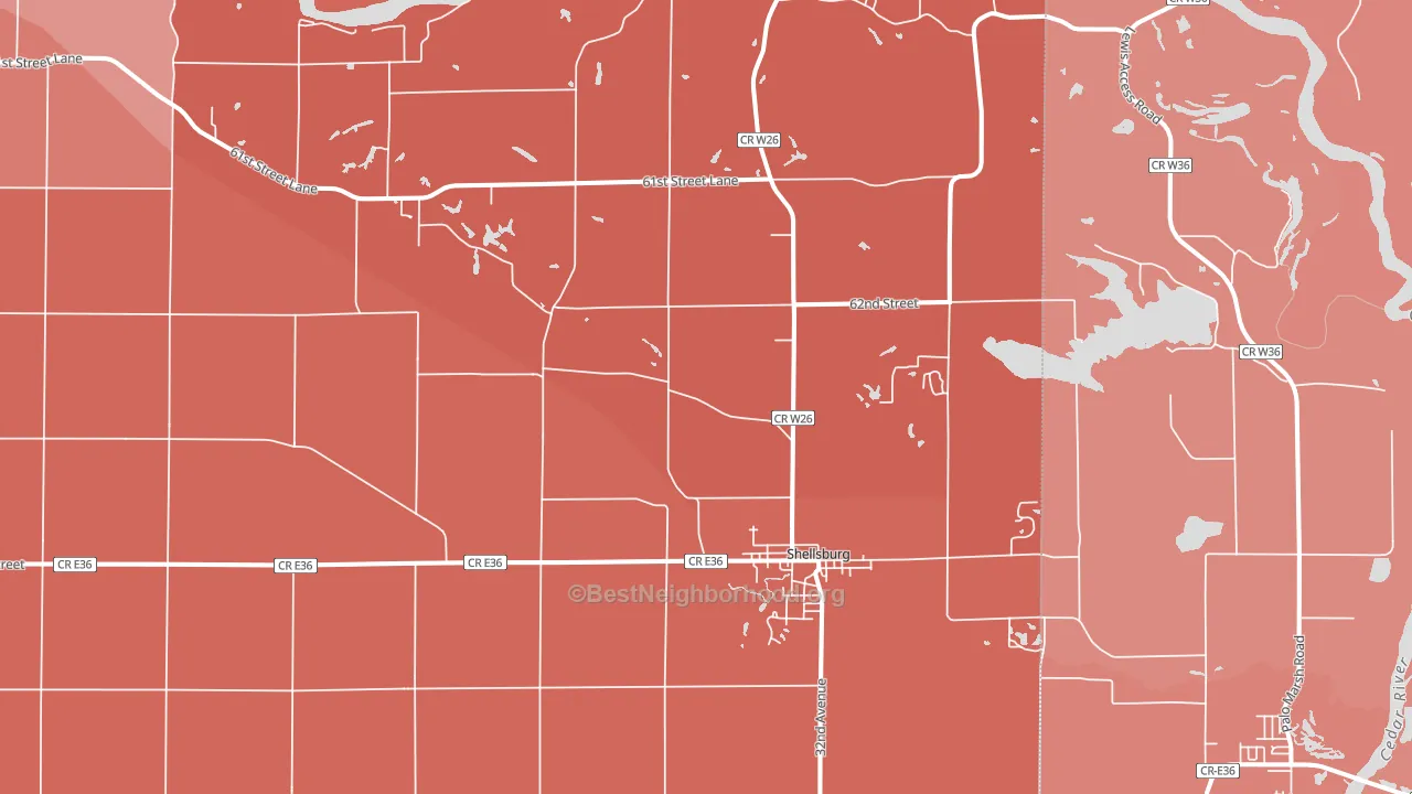 Shellsburg, IA block-group political-lean map