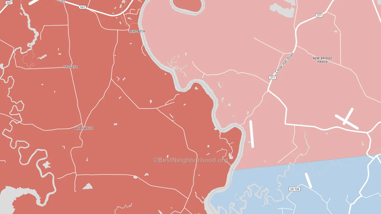 Shelltown, MD block-group political-lean map