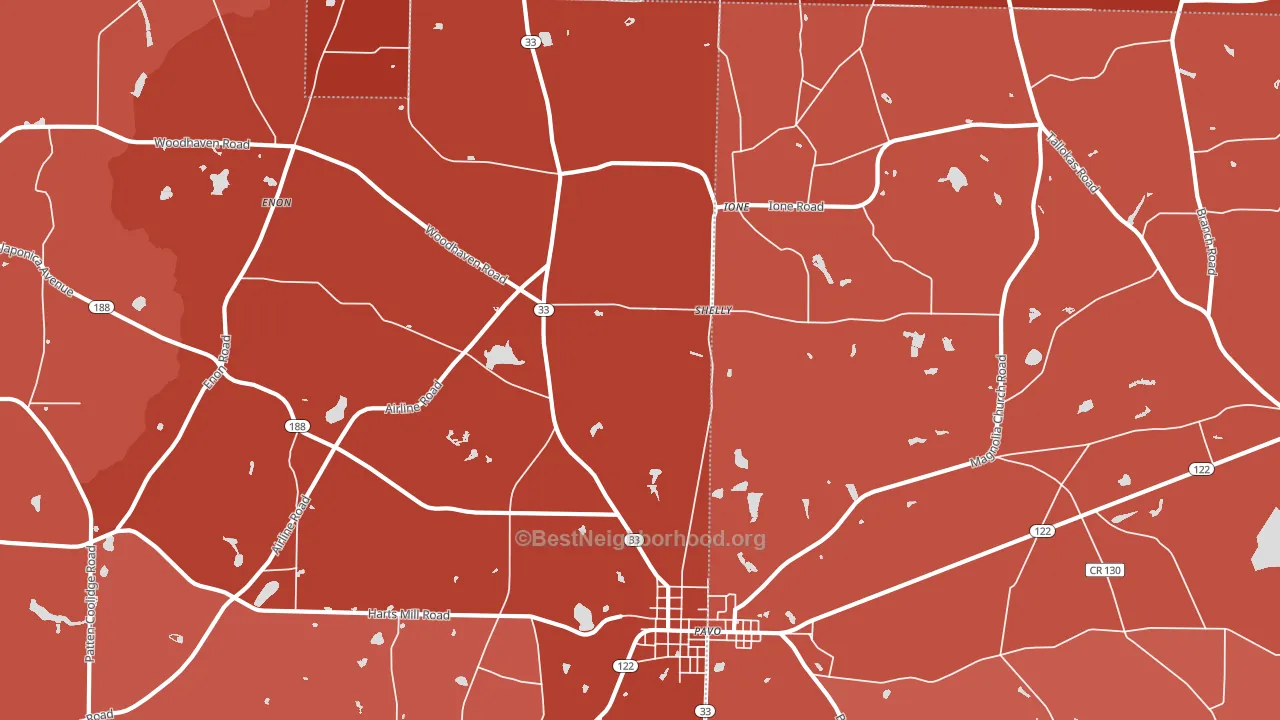 Shelly, GA block-group political-lean map