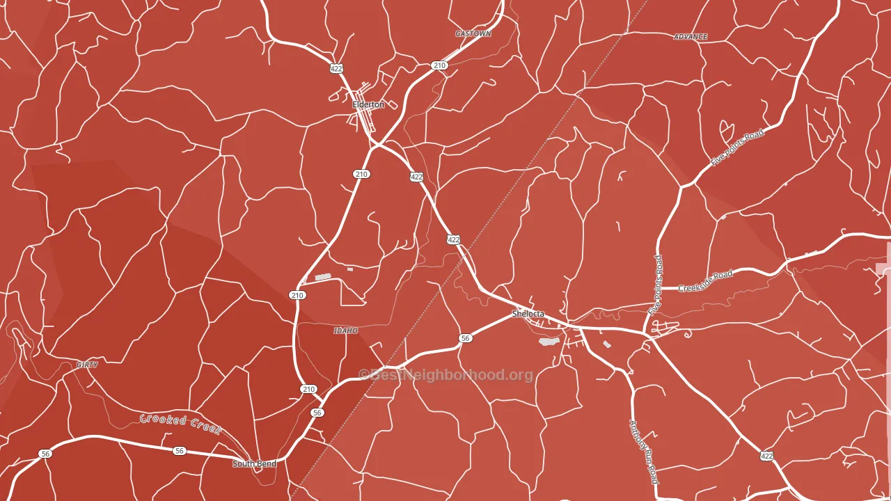 Shelocta, PA block-group political-lean map