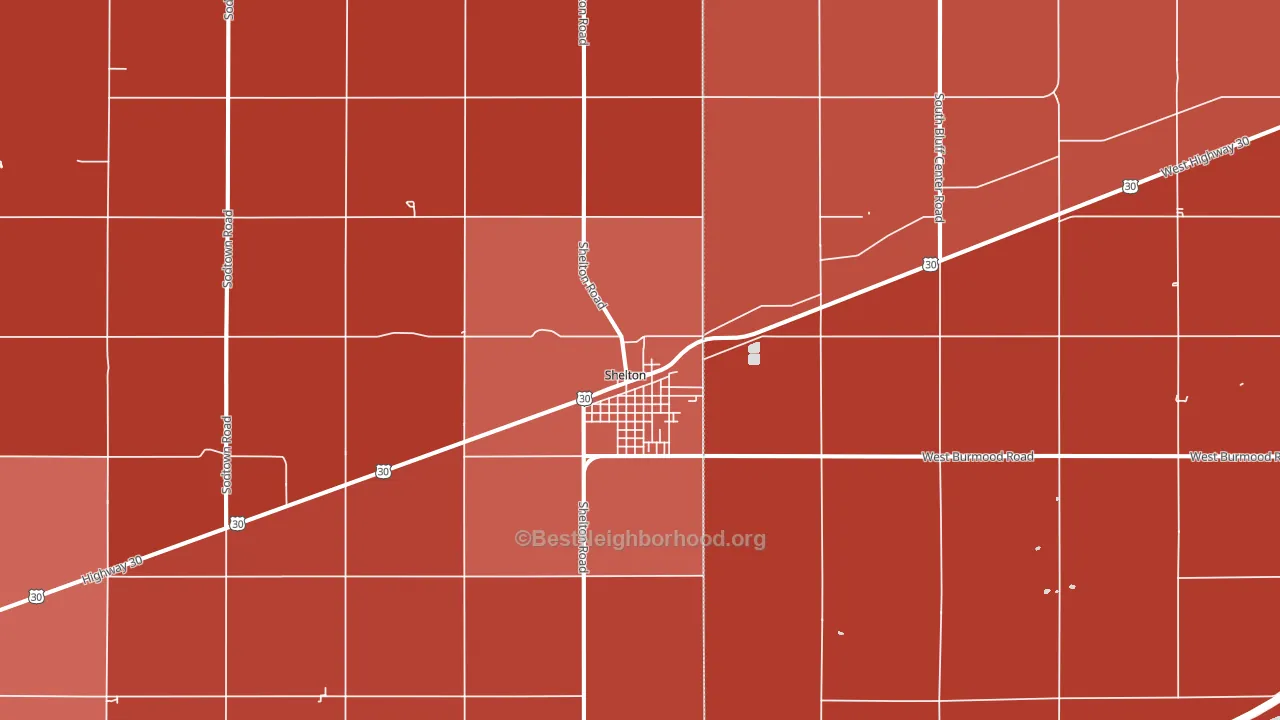Shelton, NE block-group political-lean map