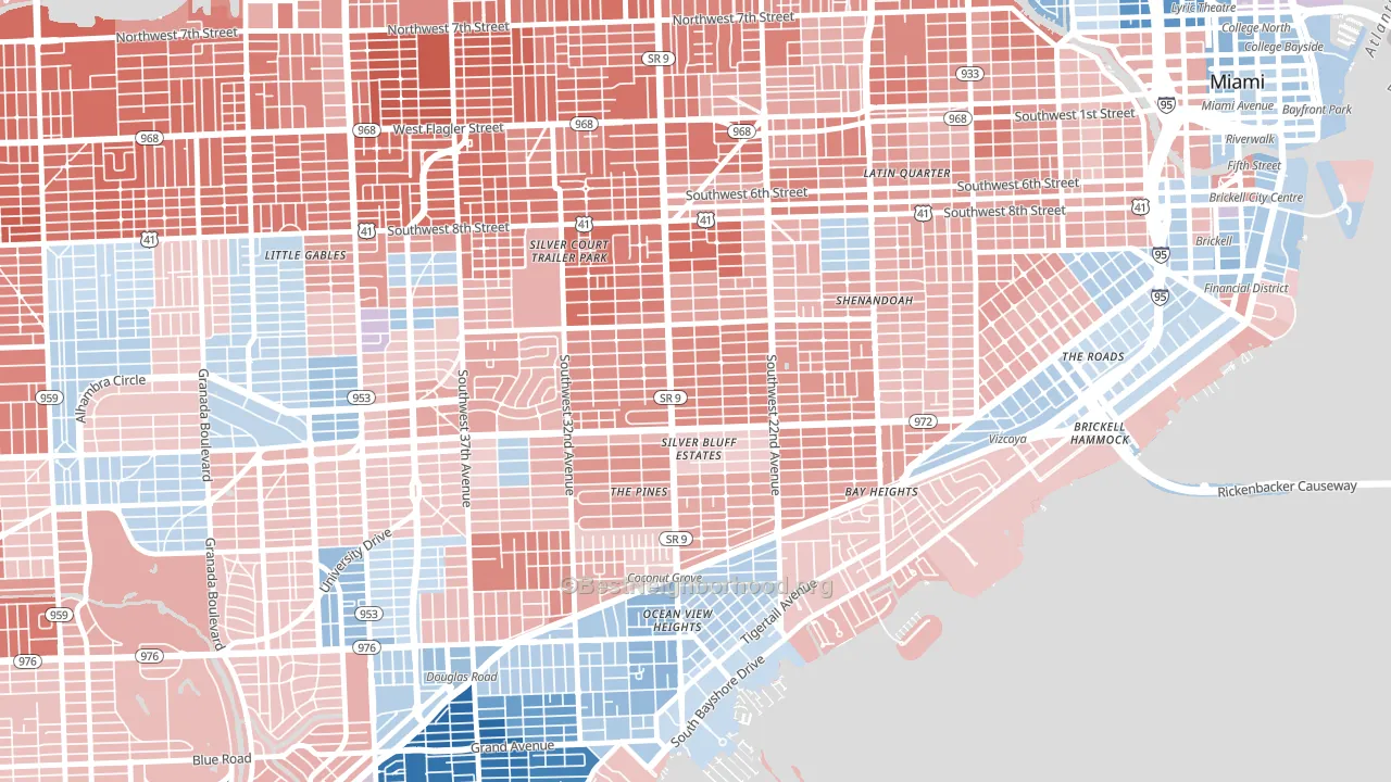Shenandoah, FL block-group political-lean map