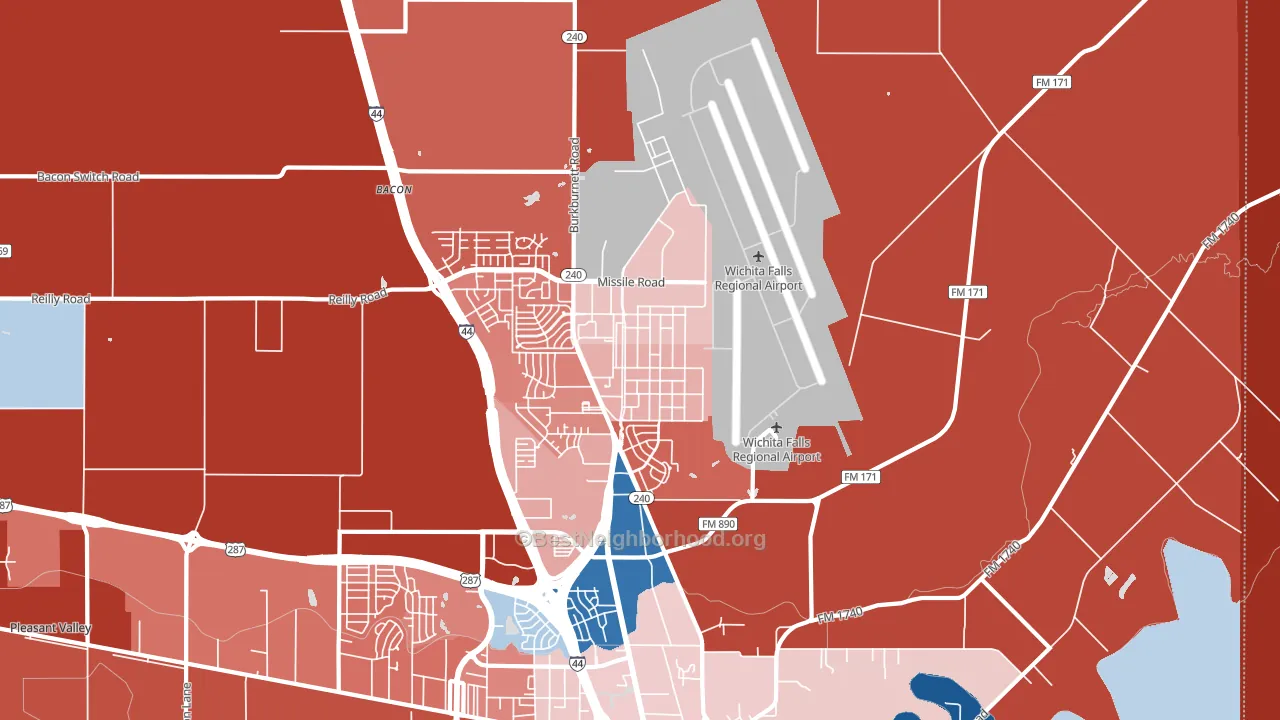 Sheppard Afb, TX block-group political-lean map