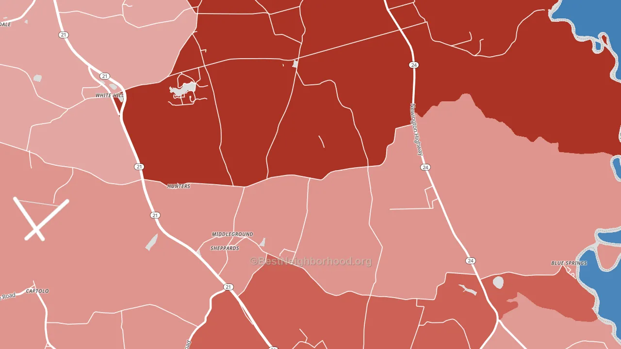 Sheppards, GA block-group political-lean map