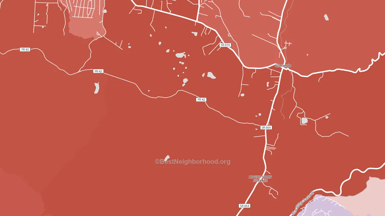 Sherando, VA block-group political-lean map