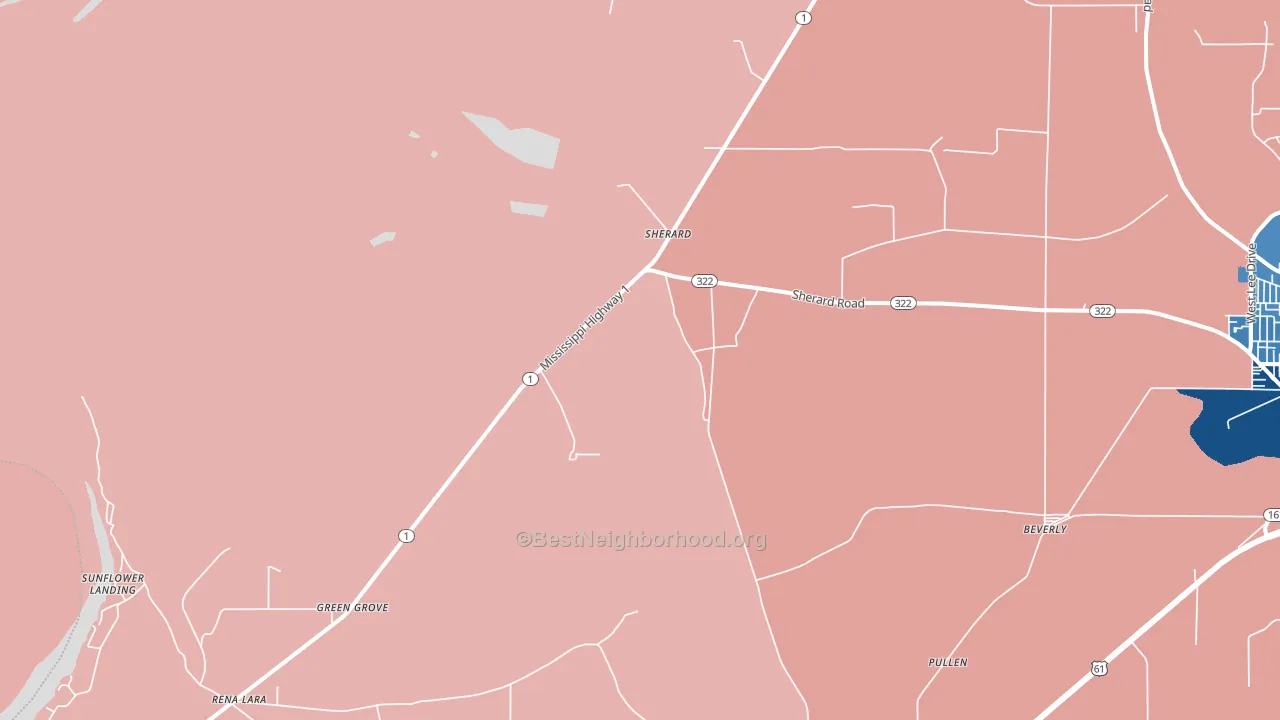 Sherard, MS block-group political-lean map