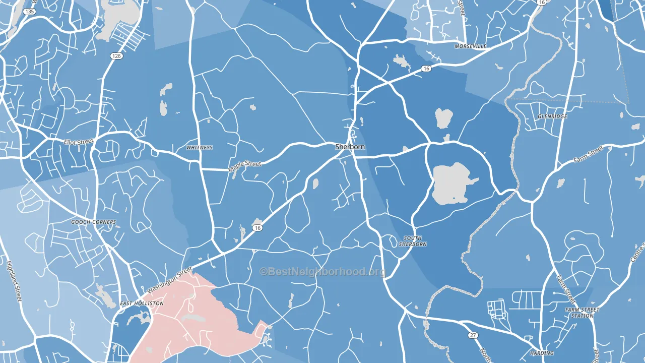 Sherborn, MA block-group political-lean map