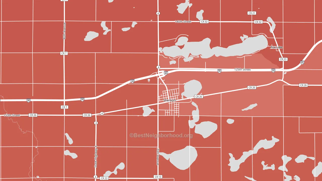 Sherburn, MN block-group political-lean map