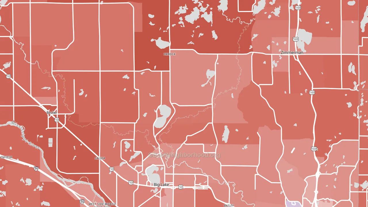 Sherburne County, MN block-group political-lean map