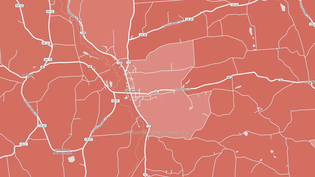 Sherburne, NY block-group political-lean map