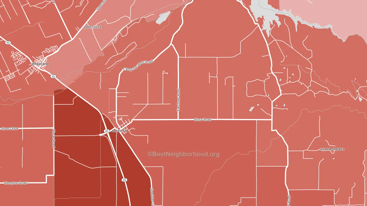 Sheridan, CA block-group political-lean map