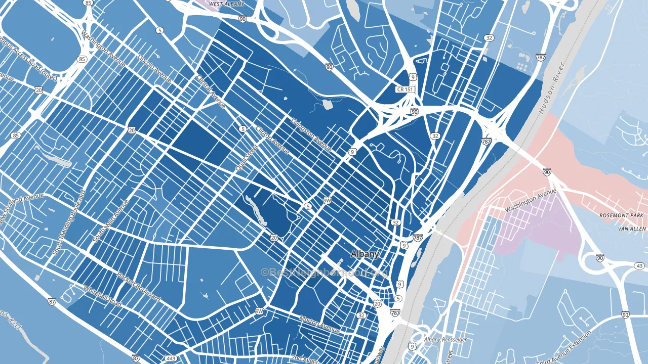 Sheridan Hollow, Albany, NY block-group political-lean map