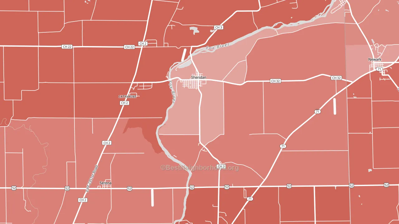 Sheridan, IL block-group political-lean map